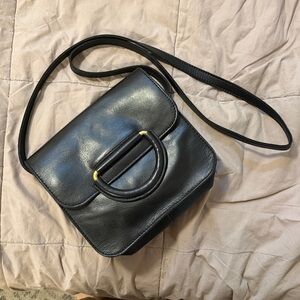 Black Leather Crossbody Shoulder Bag